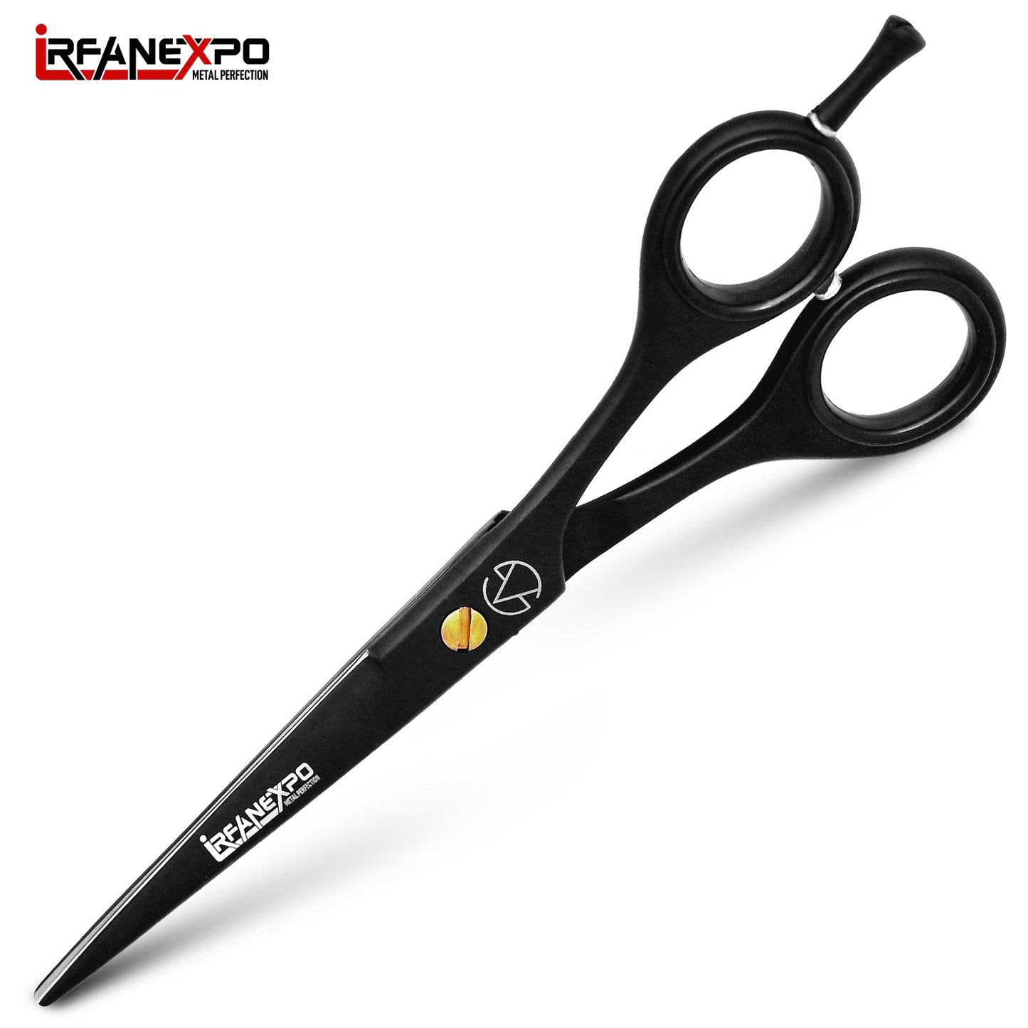 IrfanExpo Professional Hair Cutting Scissors – Matte Black Stainless Steel Barber Shears with Finger Rest (6.5”)