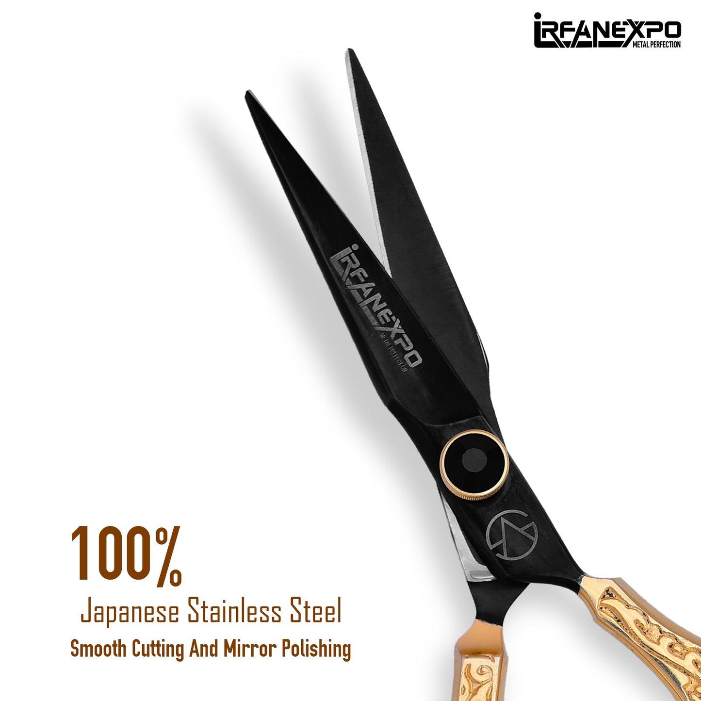 Premium Professional Hair Cutting Scissors – Black & Gold Barber Shears with Leather Case