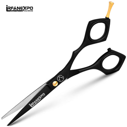 IrfanExpo Professional Hair Cutting Scissors – Ergonomic Barber Shear with Gold Tension Screw (6.5”)