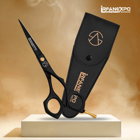 IrfanExpo Professional Hair Cutting Scissors – Ergonomic Barber Shear with Gold Tension Screw (6.5”)