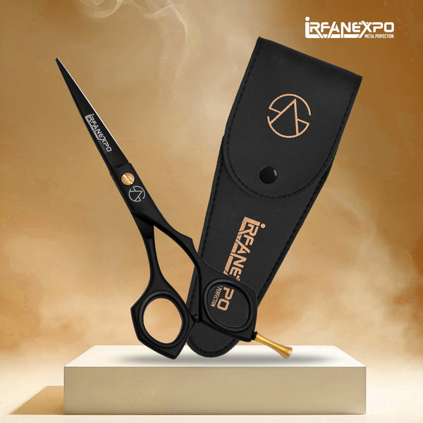 IrfanExpo Professional Hair Cutting Scissors – Ergonomic Barber Shear with Gold Tension Screw (6.5”)